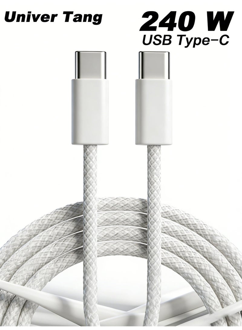 صورة العالمة كابل تايب سي 2 متر مضفر 240 واط (48 فولت 5 أمبير) توصيل الطاقة PD 3.1 شحن سريع كابل USB C إلى USB C لسلسلة ايفون 15 16 17، ماك بوك برو/اير لابتوب، iPad برو2021/ديل XPS 13 15/سامسونج جالاكسي S23/شاومى 12/هواوي P60 - Image 1